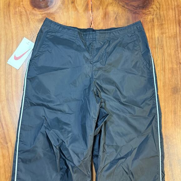 NOS Vintage Y2K Nike Women's Pants XL 16-18 Black Wide leg Swishy Stripe C18 - Picture 3 of 8